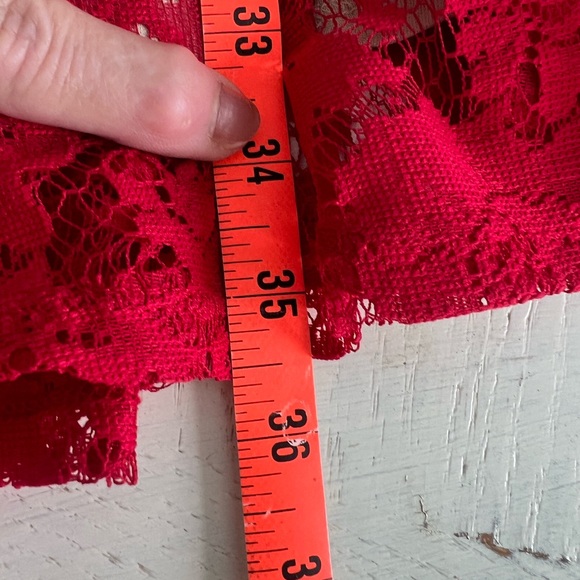 Julian Taylor Red Sleeveless Fit and Flare Lace Overlay Dress - Picture 10 of 10